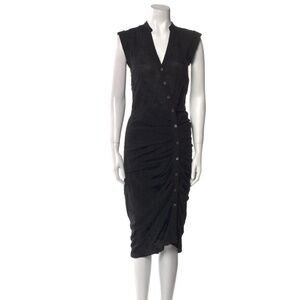 Veronica Beard. Cotton Poplin Ruched Black Sleeveless Dress. Size 6 🖤